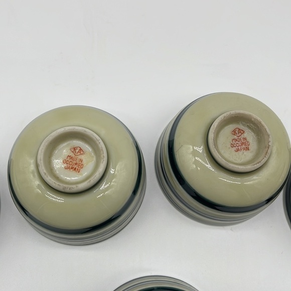 KA Striped Japanese Tea Cups Made In Occupied Japan Set 9 - Picture 5 of 8